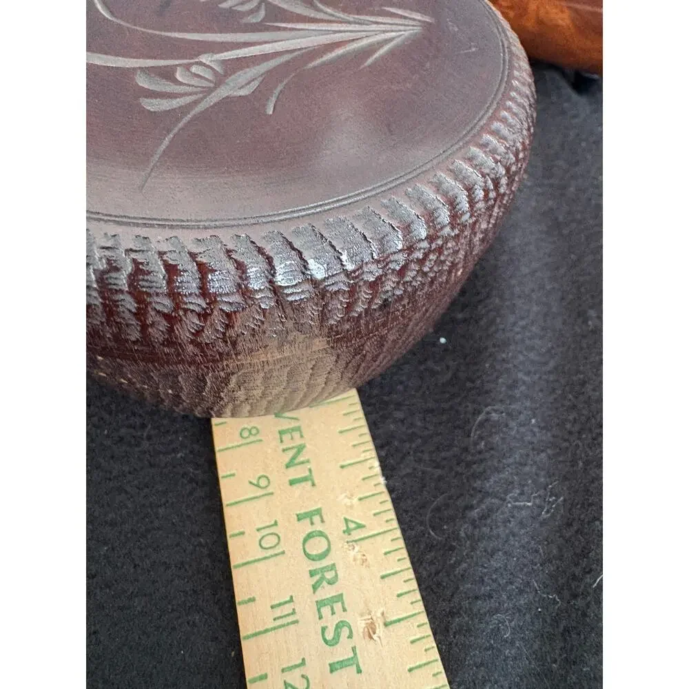 Small Textured Wood Woven Trinket Box - 3